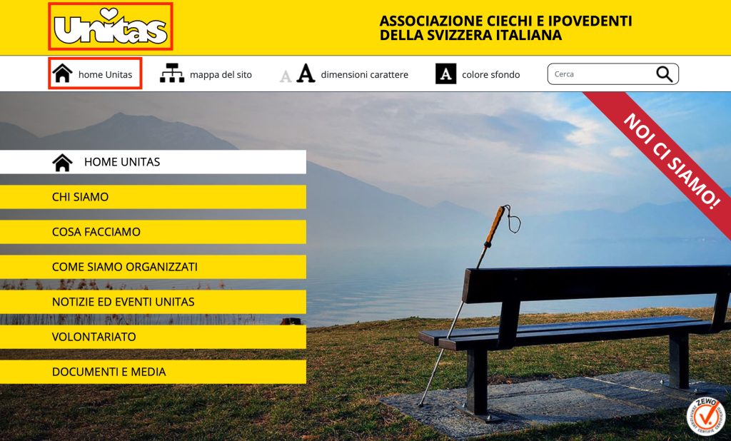 logo Unitas e pulsante Home