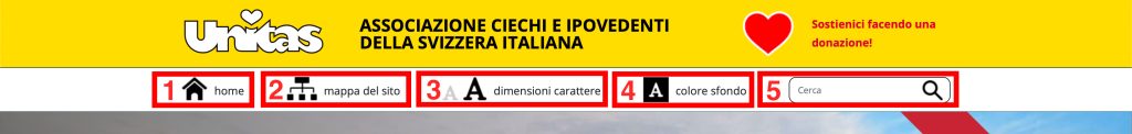 menu accessibilità Unitas