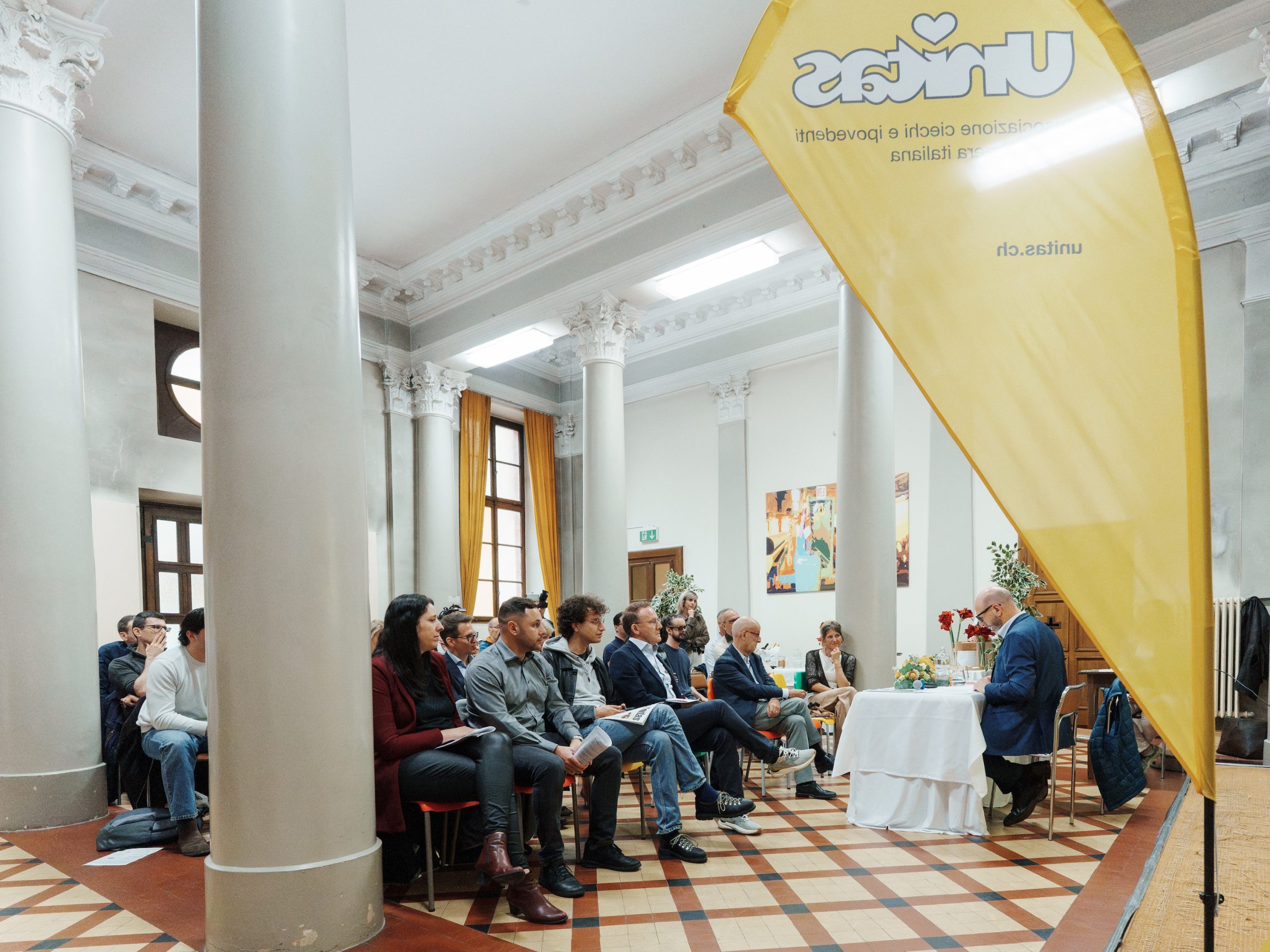 La sala della conferenza stampa.