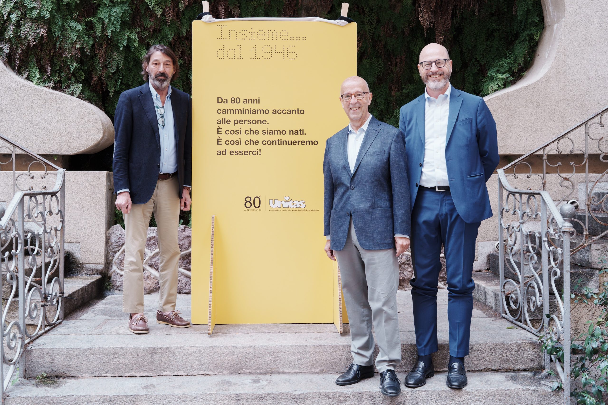 Il Sindaco di Lugano Michele Foletti insieme al Presidente Fabio Casgnola e al Direttore Gian Luca Cantarelli